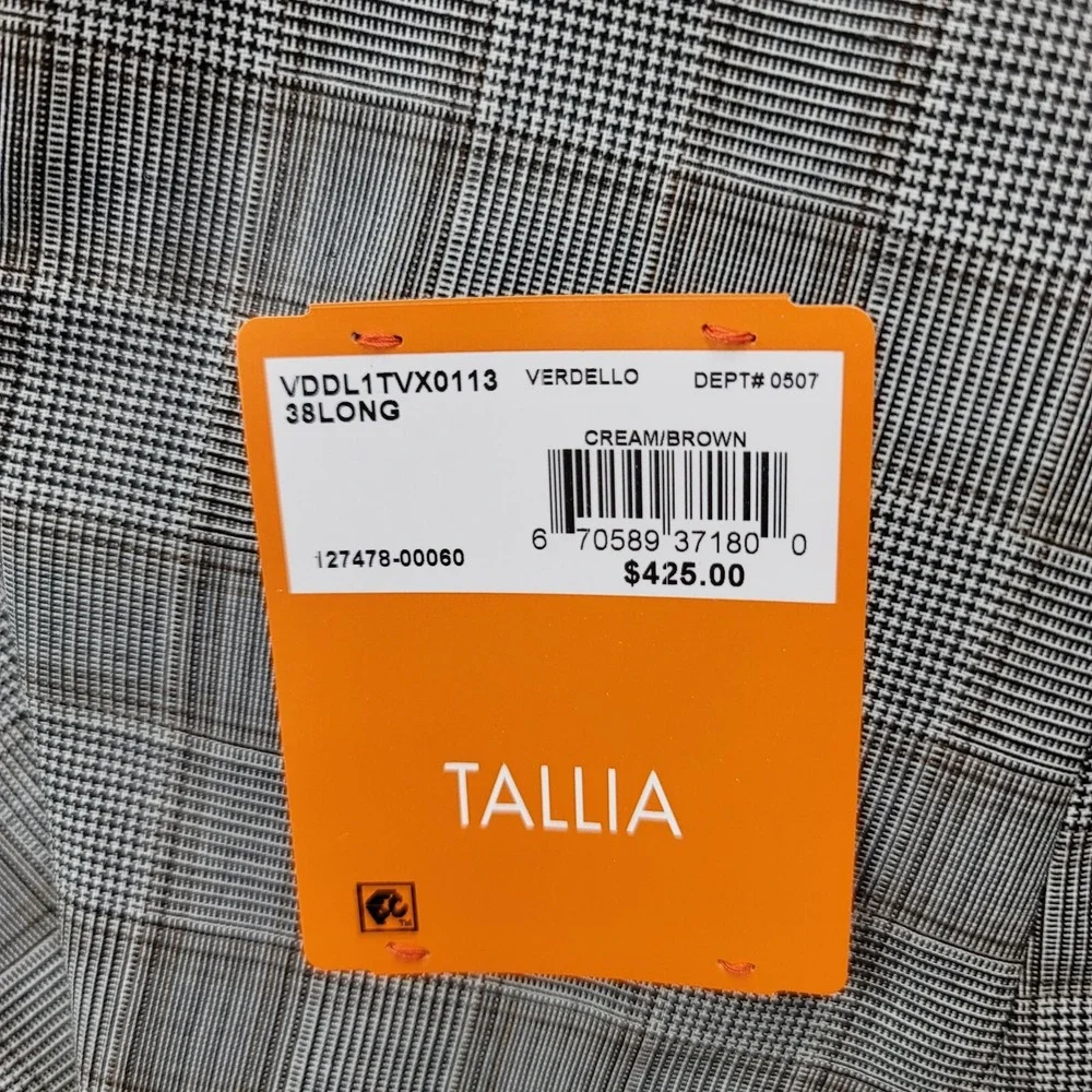 Tallia‎ Slim-Fit Wool Suit Mens 38L 2 Piece Pants 32x32 Cream Brown $600 NEW